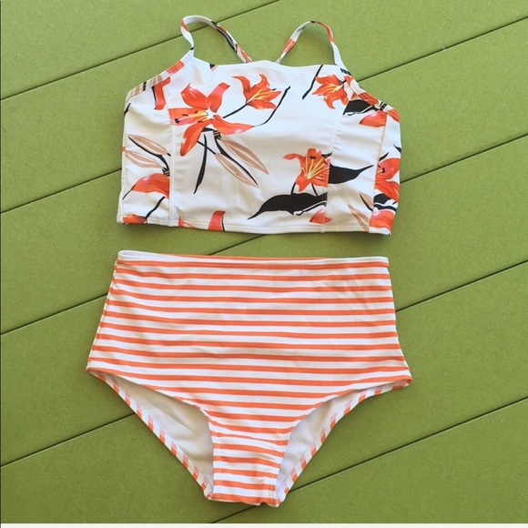 Floral Print and Striped Bikini - Picture 4 of 5